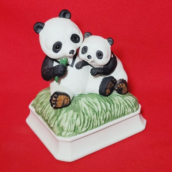 Gorham Mother Baby Panda Bear Music Box Plays Love Me Tender - Picture 13 of 13